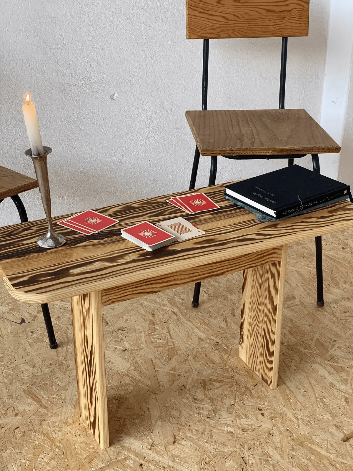 Scorched pine coffee table
