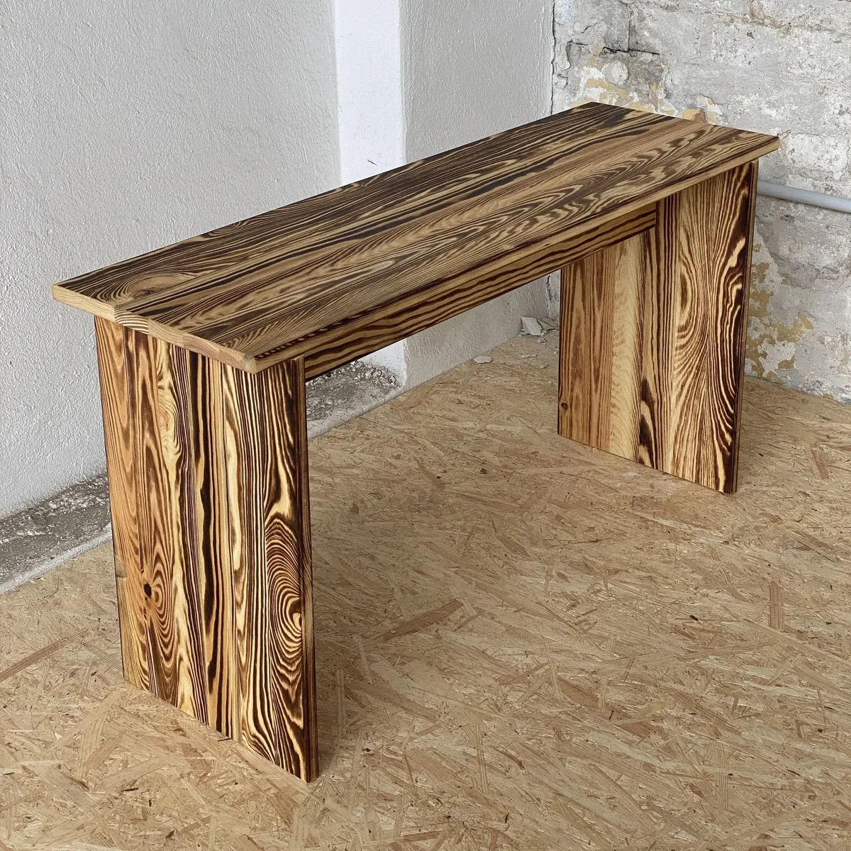 Scorched pine bench